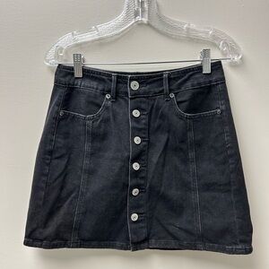 American Eagle Black Button Up Mini Jean Skirt
